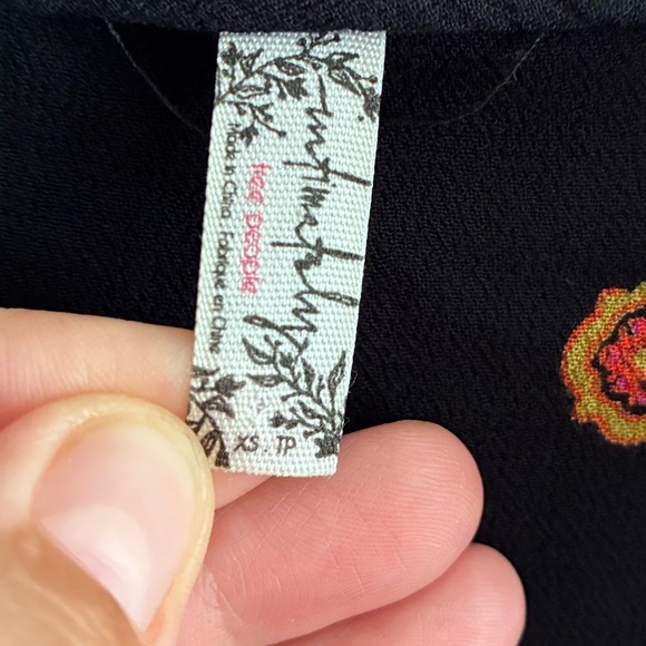 Intimately Free People Black and Orange Button Down Long Sleeve Shirt XS - Picture 10 of 13